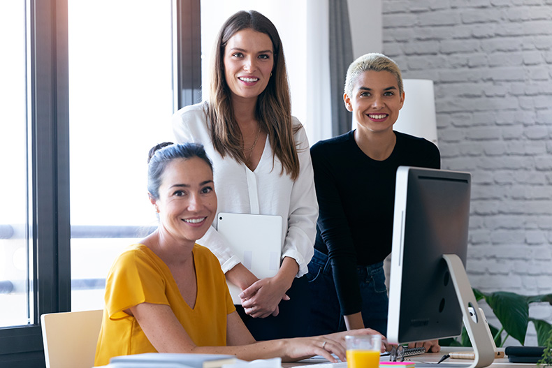 Three women at work